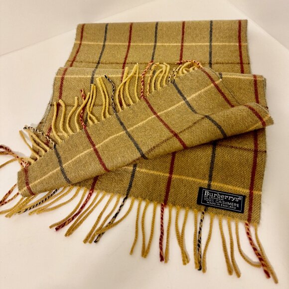 BURBERRY of London 100% Cashmere Winter Scarf in Brown Check Pattern - Picture 1 of 3